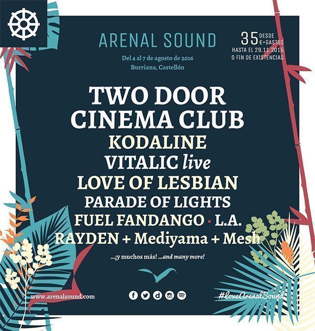 Arenal Sound 2016 confirmaciones