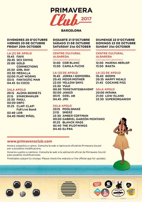 Primavera Club 2017 Barcelona Horarios