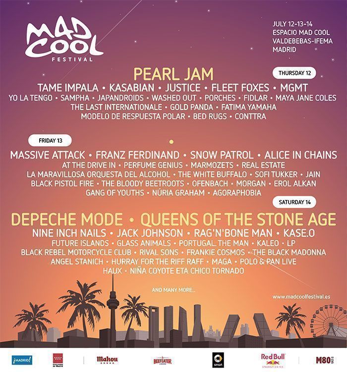 Mad Cool 2018 Festival Cartel LineUp 14 Diciembre Tame Impala Glass Animals Jain Maga